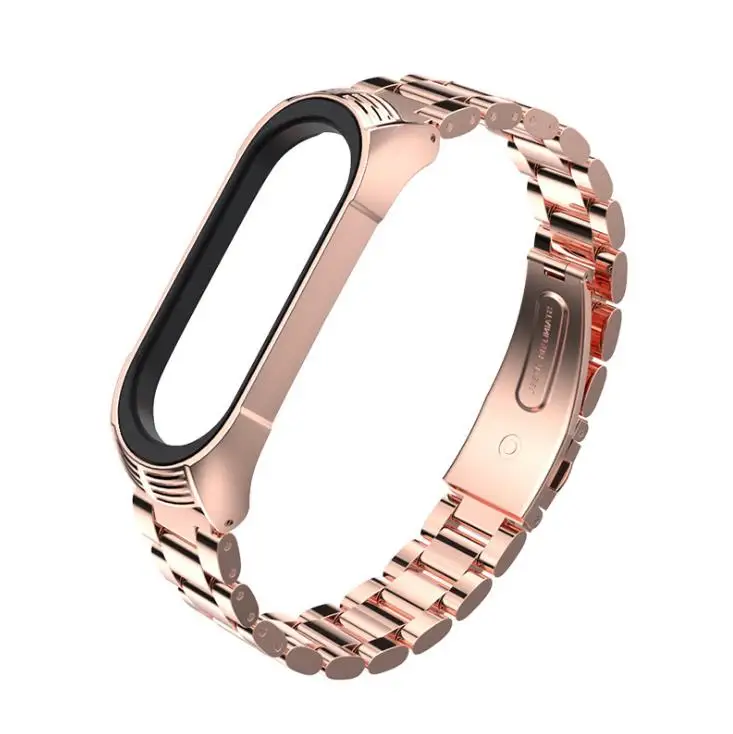 TF браслет из нержавеющей стали mi band 4 ремешок металлический браслет для Xiaomi mi Band 4 3 ремешок Безвинтовой mi Band 3 NFC наручные смарт-браслет - Цвет: Розовое золото