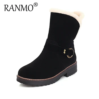 

New autumn and winter snow boots low-heeled large size short boots warm and velvet comfortable casual Martin boots women