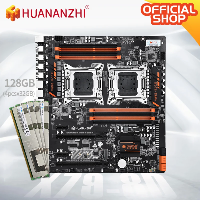 Материнская плата HUANANZHI X79 Dual 8D процессор Intel LGA 2011 Xeon E5 с 4*32 ГБ DDR3 RECC память