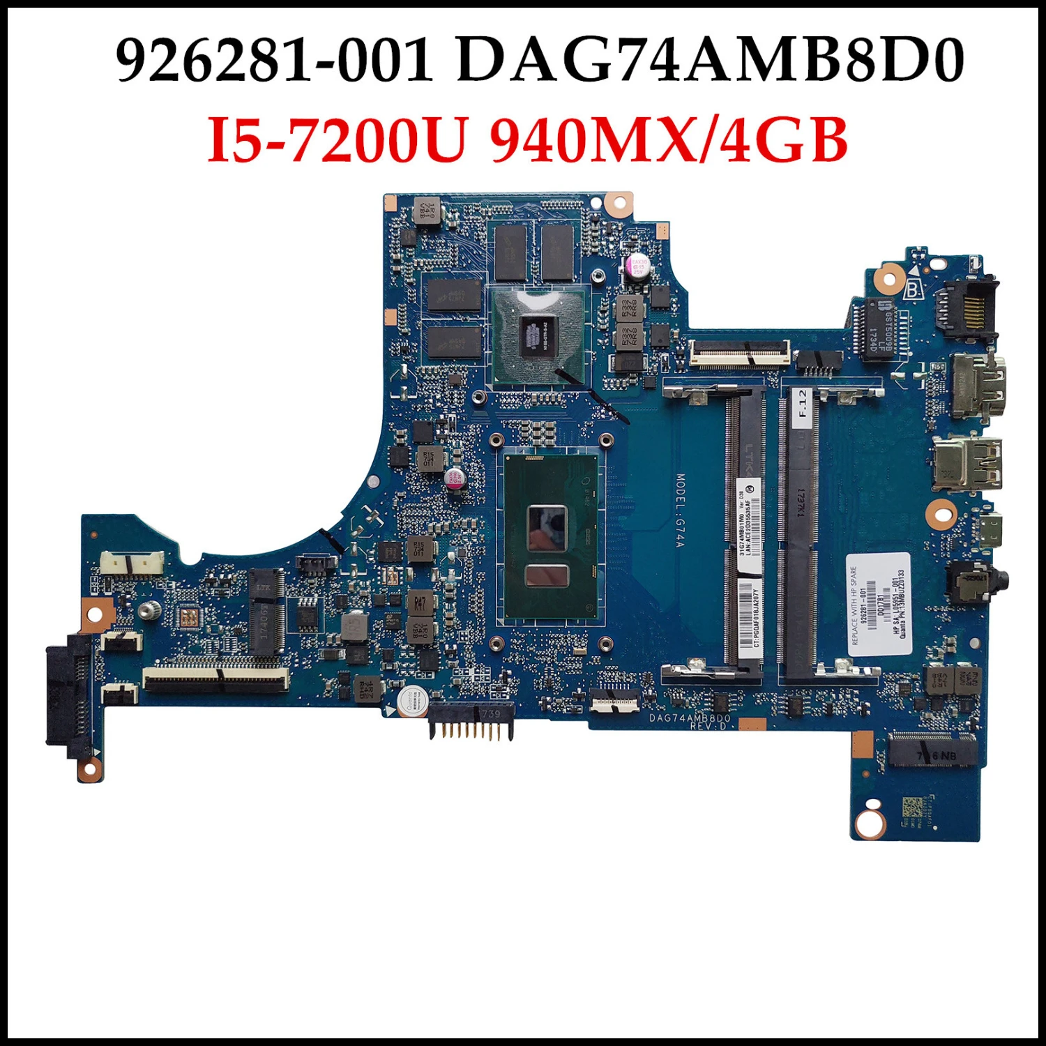 Высокое качество 926281 001 для HP Pavilion 15T CC000 15 CC материнская плата ноутбука DAG74AMB8D0 G74A I5