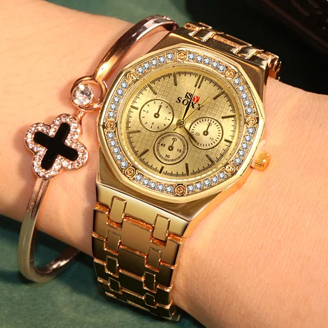 Новинка, женские часы с браслетом, женские дизайнерские часы, кварцевые Новые Роскошные наручные часы с кристаллами, Feminino Relogio bayan kol saati