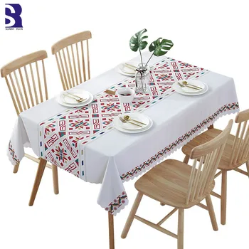 

SunnyRain 1-Piece PVC Tablecloth Waterproof Table Cloth for Dining Table Rectangle Oil Proof Table Cover Round Tablecloths