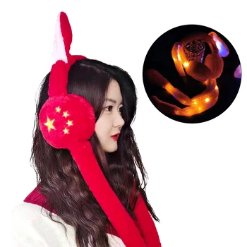

Winter LED Shine Moving Rabbit Ear Hat Velvet Toys With Light Hair Hoop Hat Earmuffs Plush Toy Gifts For Children Warm Earmuffs