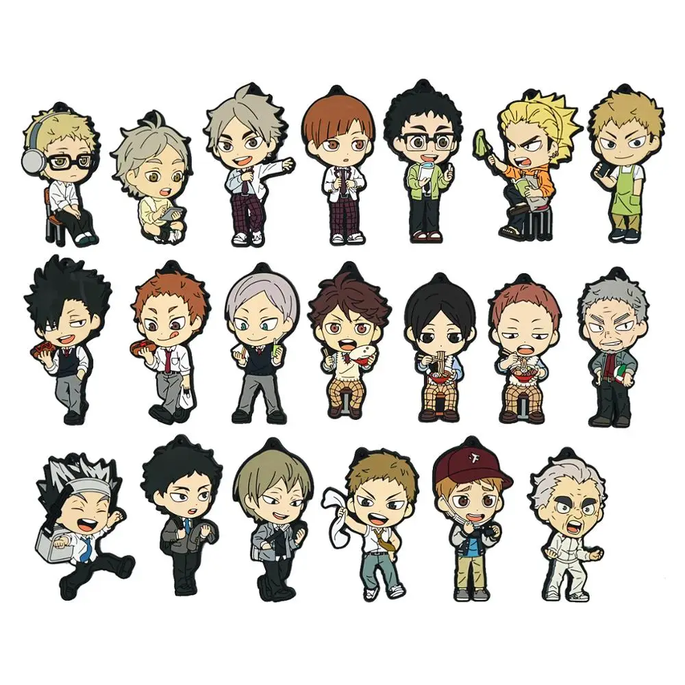 Haikyuu! Резиновый брелок для ключей аниме sugawara koushi tsukishima kei Kuroo Tetsurou Oikawa Tooru Bokuto