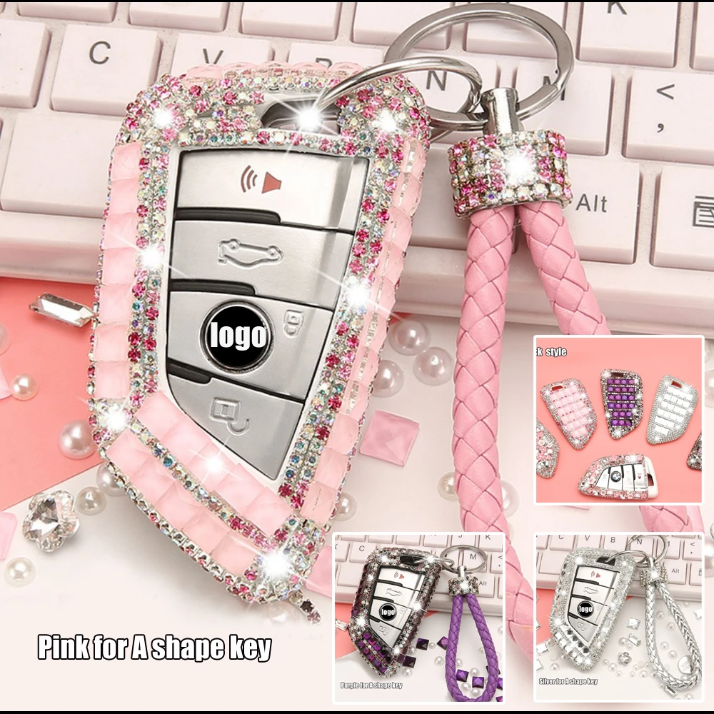 

Luxury Bling Diamante Diamond Crystal Fob Key Case Cover keychain fit for BMW X1 x2 x3 x4 x5 x6 3 5 7series 320Li 520 H6