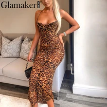 Glamaker, Леопардовый принт, на шнуровке, женское платье макси, летнее, сексуальное, Пляжное, для вечеринки, женское, тонкое, с открытой спиной, длинное, сарафан, Ретро стиль, vestidos