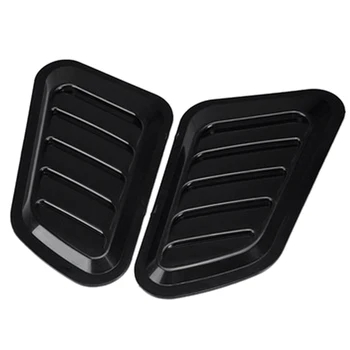 

1Pair Universal Car Front Engine Cover Sticker Black ABS Decorative Air Outlet Flow Intake Scoop Turbo Bonnet Vent Cover