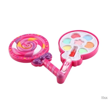 

New Kids Girl Princess Makeup Cosmetic Suit Toys Box Lollipop Shaped Beauty Bag Pretend Play for Travel