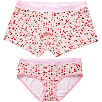 

Couple Underwear Set Cotton Pants Intimates Men Boxer Shorts Female Panties Sexy Lover's Panty