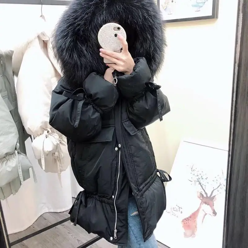 Пальто с натуральным мехом, Воротник из натурального Лисьего меха,, зимняя куртка, женский пуховик, короткое пальто, белый утиный пух, Толстая теплая куртка, парка