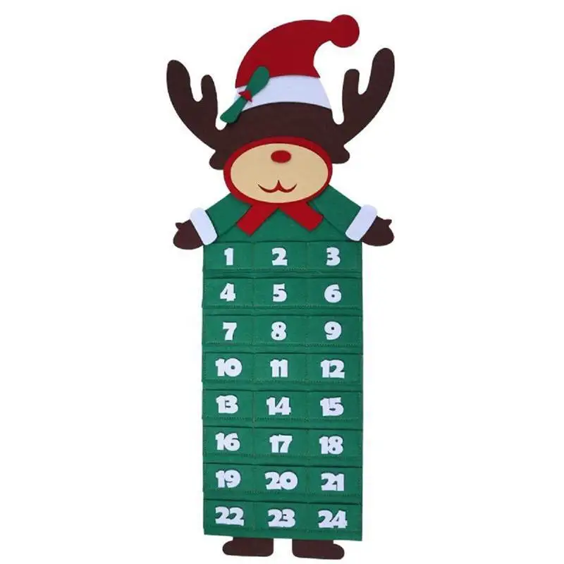 Christmas Countdown Calendar Felt Calendar Pendant Christmas Elements Shaped Advent Calendar Christmas Tree Hanging Ornament