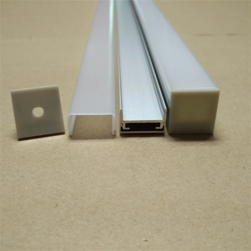 1m/pcs LED Tape Channel with milky white cover and end caps for  Wholesale LED Aluminum Profile LED Extrusions Supplier