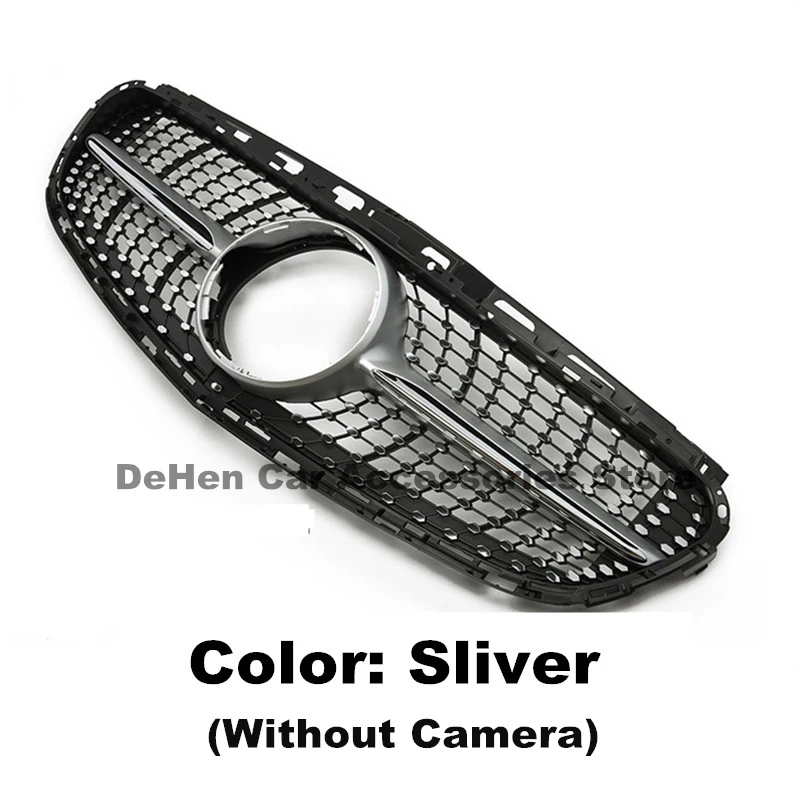 Для Mercedes Benz E Class W212- Алмазная передняя решетка сетчатая пластиковая решетка Замена переднего бампера Решетка E250 E350 YJ - Цвет: Sliver Without Cam