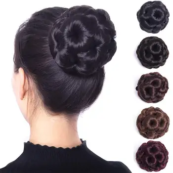 

AIYEE Hair Donut Clip in Hairpiece Synthetic High Temperature Fiber Chignon Nine Flowers Hair Women Curly Chignon Hair Bun