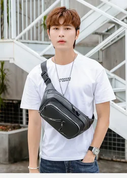 

Men's New Waterproof Multi-functional Outdoor Sports Leisure Running Bag Large-capacity Business Collection Wallet PU Waist Bag