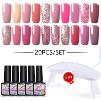

MAD DOLL 20Pcs/Set UV Gel Nail Polish Set With UV Lamp For Nails Tool Kit 120 Colors Gel Vernis Semi-Permanent Gel Polish Kit