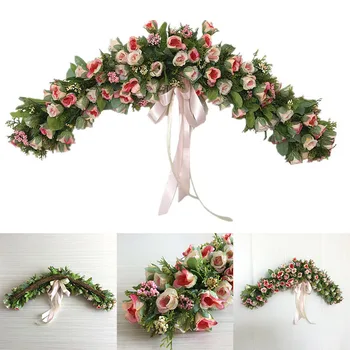 

Artificial Rose Garland Vivid Romantic Wall Decor for Wedding Home Decorations RT99