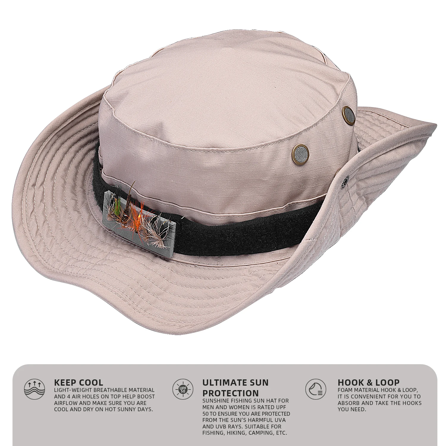 SFUPF50FlyFishingBucketHatBooineHatSunProtectionHatforMen