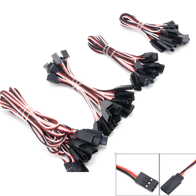 10pcs 100mm/150mm/200mm/300mm/500mm RC Servo Extension Cord Cable Wire Lead JR For Rc Helicopter Rc Drone 1