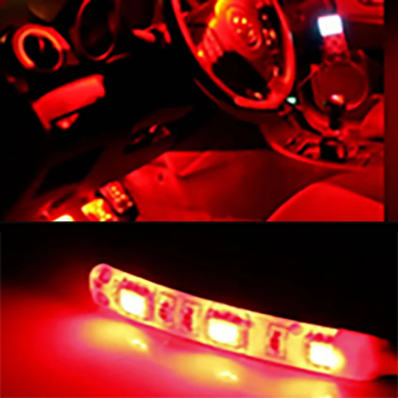 5pcs WarmWhite 5cm LED Light strip 12V Car Courtesy stereo Glove box under dash 