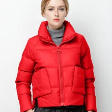 Куртка женская зимняя парка Женское пальто пуховик хлопок осень размера плюс женская теплая плотная одежда верхняя одежда осень красный воротник стойка
