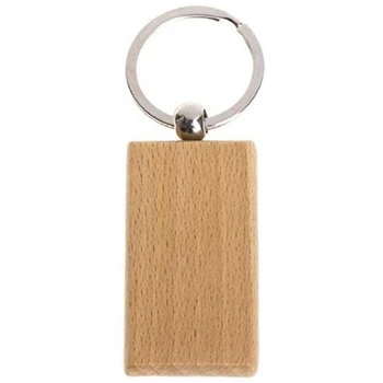 

Hot 60Pcs Blank Rectangle Wooden Key Chain Diy Wood Keychains Key Tags Can Engrave Diy Gifts