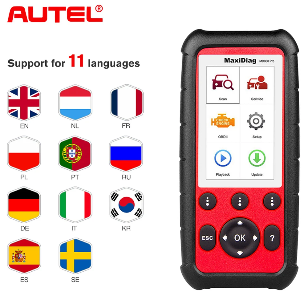 Autel MaxiDiag MD808 Pro все системы OBD2 масло сканера и сброс батареи регистрации