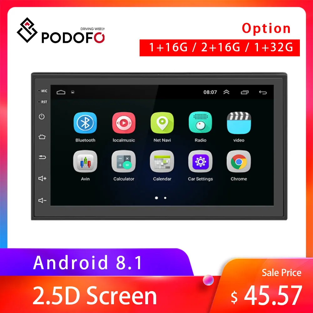 Podofo Android 2din Car Radio 7