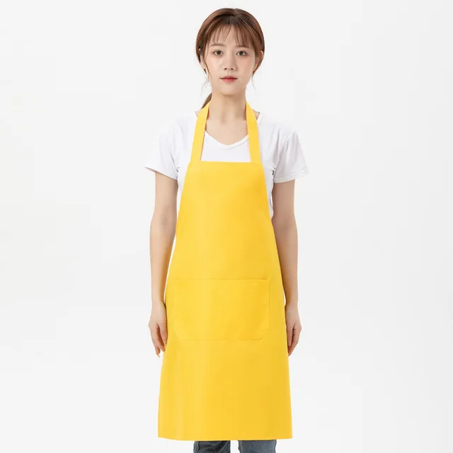 oem custom design logo black unisex waiter cooking restaurant with pocket printing men and aprons for woman Factory wholesale yellow