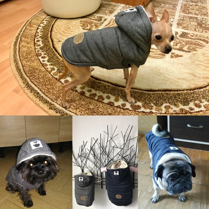 Зимняя теплая одежда для собак с капюшоном из плотного хлопка с изображением кошки, щенка, жакеты для собак, куртки s-xxl