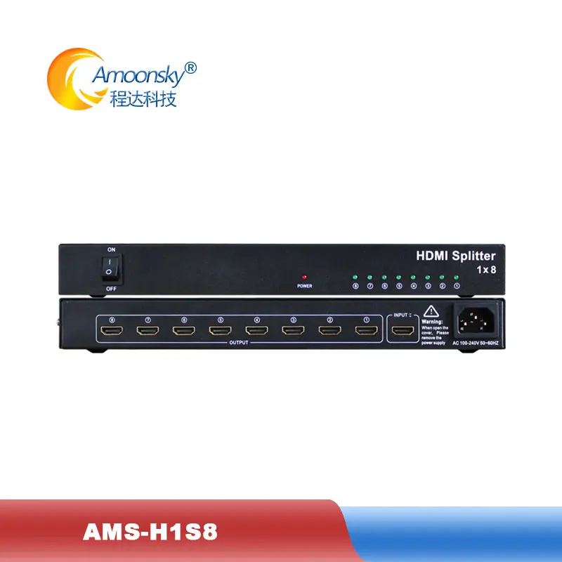 HDMI сплиттер AMS-H1S8 1 в 8 Выход HDMI сплиттер 1 шт. для 8 ТВ экранов дисплей ТВ видео контроллер