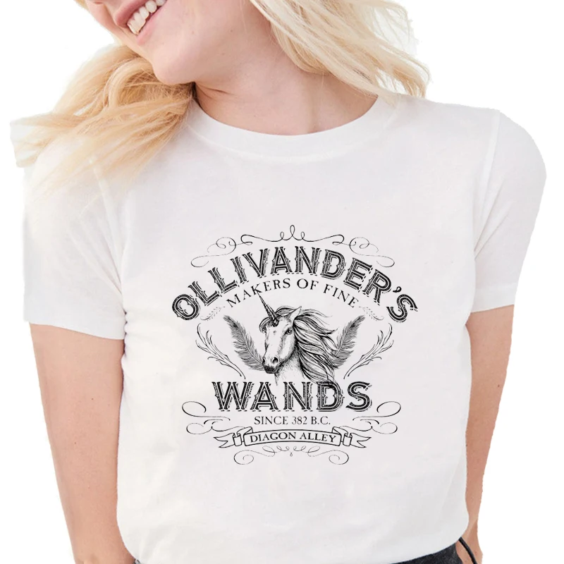 Футболка Ollivander's Wands s женские Графические футболки мягкие хлопковые белые топы