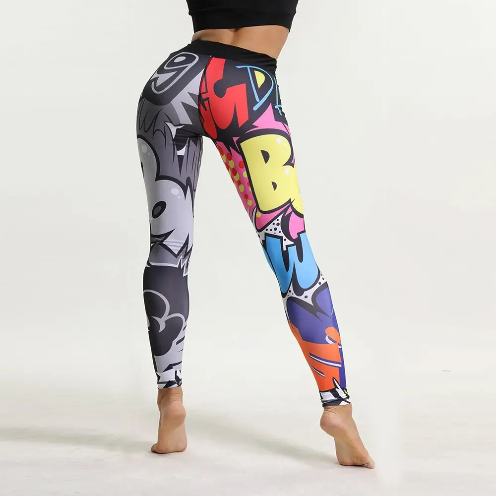 

Cartoon Painted Leggings Women Graffiti Push Up Fitness Leggings High Waist Workout Pants Fashion Gym Leggins