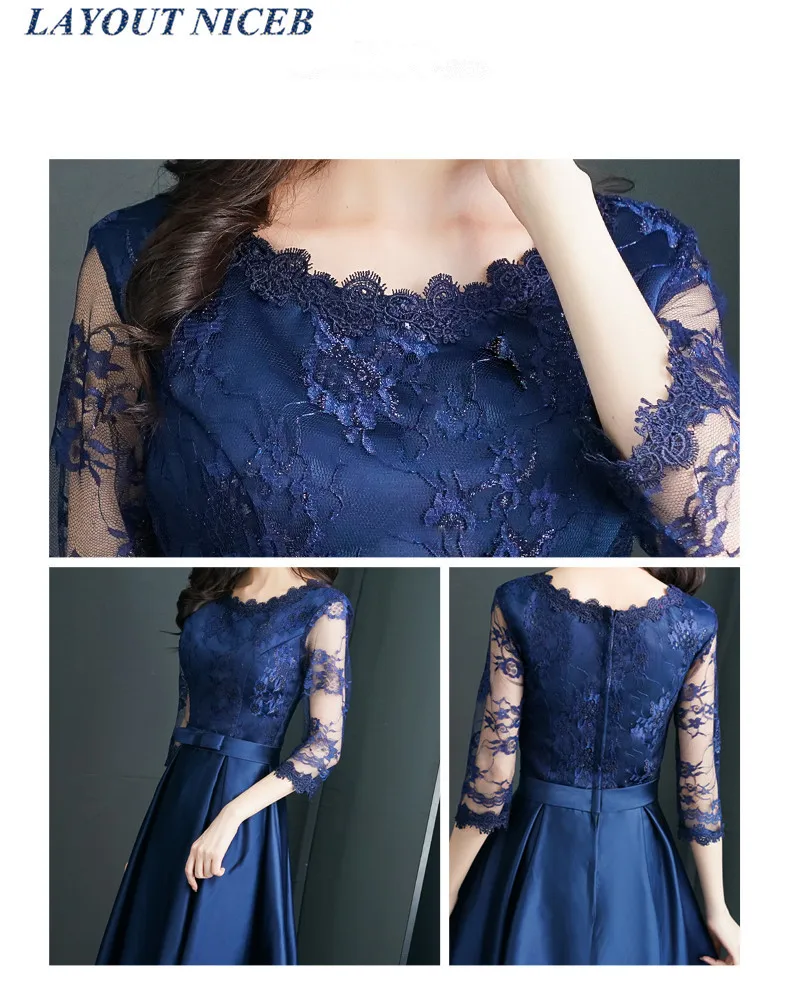 Вечернее платье длиной до середины икры темно-синего цвета, кружевное вечернее платье с коротким рукавом, вечернее платье для женщин, вечернее платье abiye gece elbisesi vestido de festa