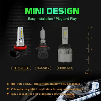 

360° Car LED Bulbs Waterproof Car Auto H11 H8 H9 Replacement Driving DRL Canbus