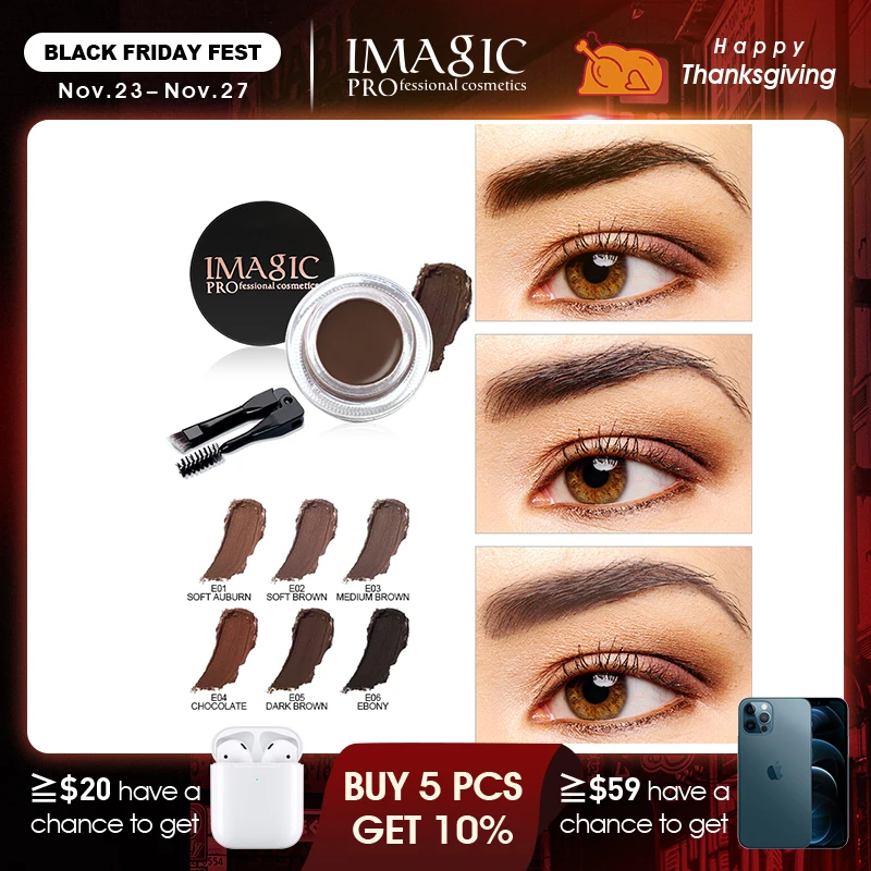 

IMAGIC Professional Eyebrow Gel 6 Colors Eyebrow Enhancer Brow Enhancers Tint Makeup Eyebrow Brown With Brow Brush Tools