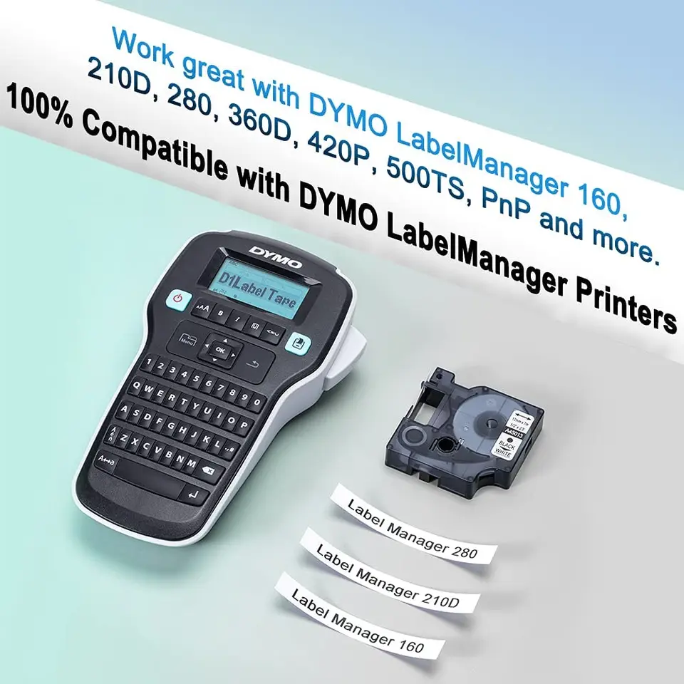 Ruban étiquettes Dymo Compatible 12mm X 7m - Or Sur Noir - Pour LM 260P, 220P, PL200