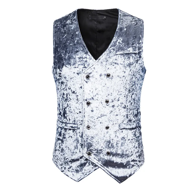 HuLooXuJi мужской зимний Блейзер жилет Slim Fit модный алмазный бархат деловые костюмные жилеты свадебное платье Размер США: S-2XL