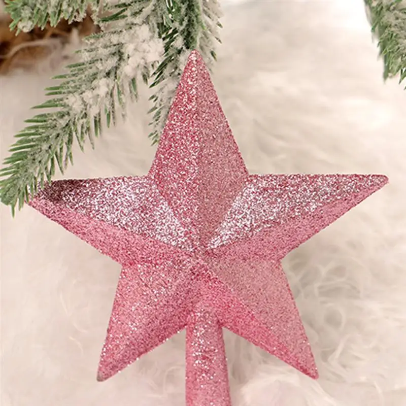 Розовая Рождественская елка, Сверкающая Звезда, украшение для украшения дома, украшение для дома