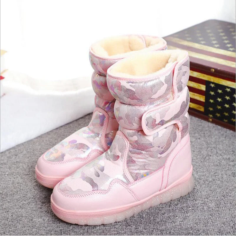 Г. Новые детские ботинки розовые зимние ботинки для маленьких девочек зимняя теплая обувь из чистой шерсти женские ботинки Нескользящие детские ботинки