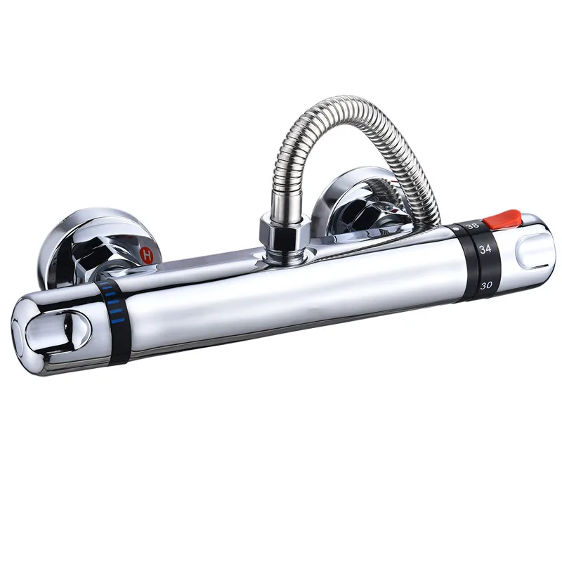 Термостатический смеситель для душа латунный хромированный настенный двойной контроль для ванной комнаты Термостатический смеситель для душа аксессуары для ванной комнаты