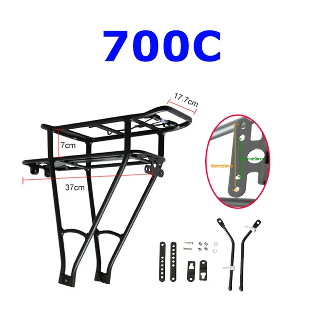 Задний Rack20/24 26 дюймов 700C/28 велосипедный задний стеллаж двухслойная электрическая велосипедная переноска для аккумулятора багажные аксессуары для велосипедной стойки - Color: 700C Black