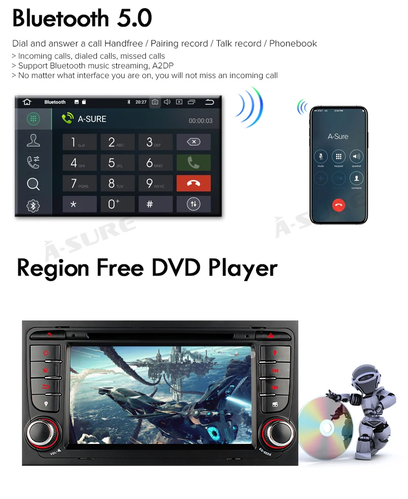 Discount A-Sure 2 Din 4G RAM 8 Core Car Android 9.0 Auto Radio DVD Player Navigation For Audi A4 S4 RS4 8E 8F B9 B7 SEAT EXEO (2002-2012) 16