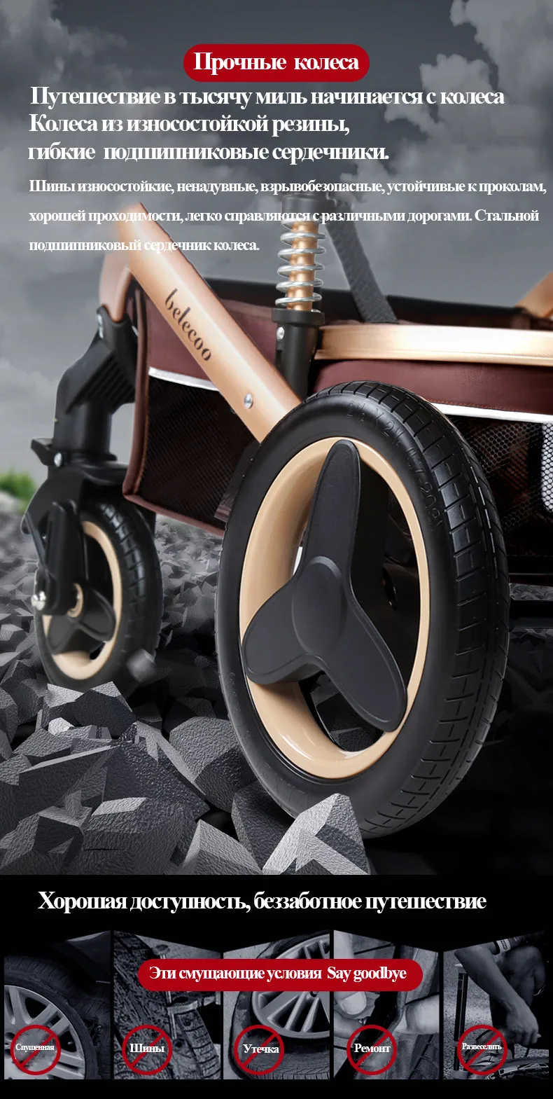 Belecoo Baby Stroller 2 in 1/3 in 1 High Landscape Stroller Reclining Baby Carriage Foldable Stroller Baby Bassinet Puchair 10 Hcfc707b2a79c428c8ed4501a2d7cc9f3M