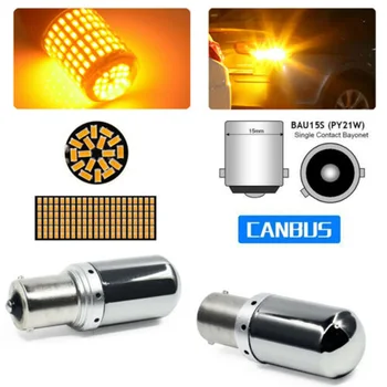 

2pcs Car Amber LED Bulbs 1156 18W Error Free 144SMD 12V-24V Front Rear Turn Signal Lights Replacement Lighting Parts