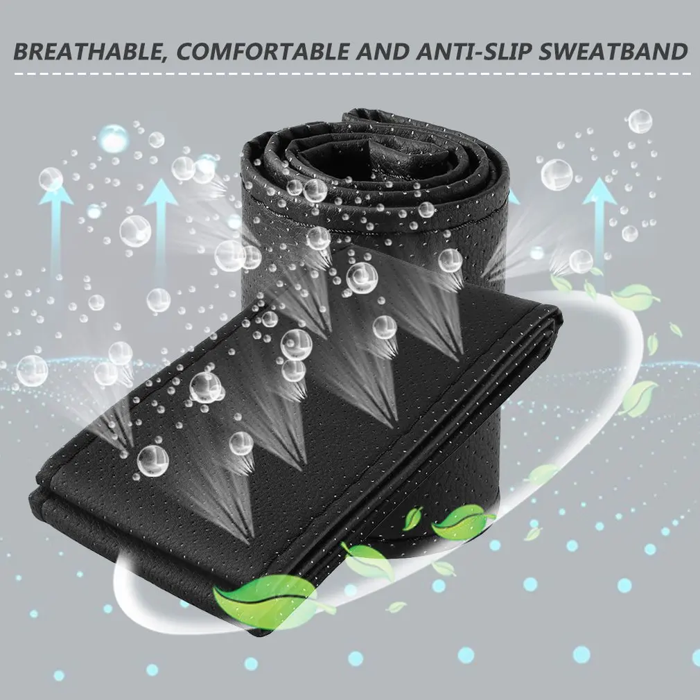 Braid On Steering Wheel Car Steering Wheel Cover With Needles and Thread Artificial leather Diameter 38cm cover couvre