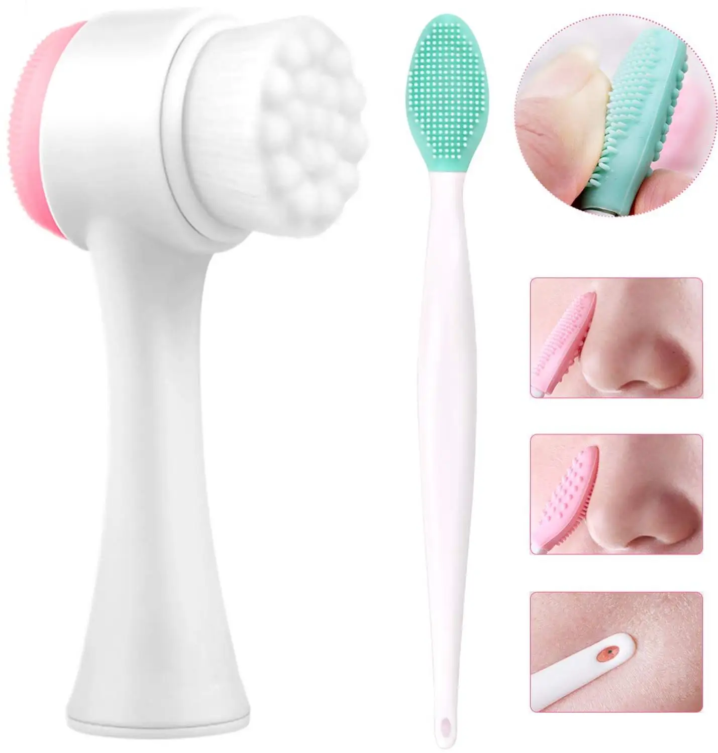 

cheap 1pc Soft Handheld Silicone Face Care Clean Brush Blackhead Removal Exfoliator Facial Cleansing Handheld Brush Makeup Tool
