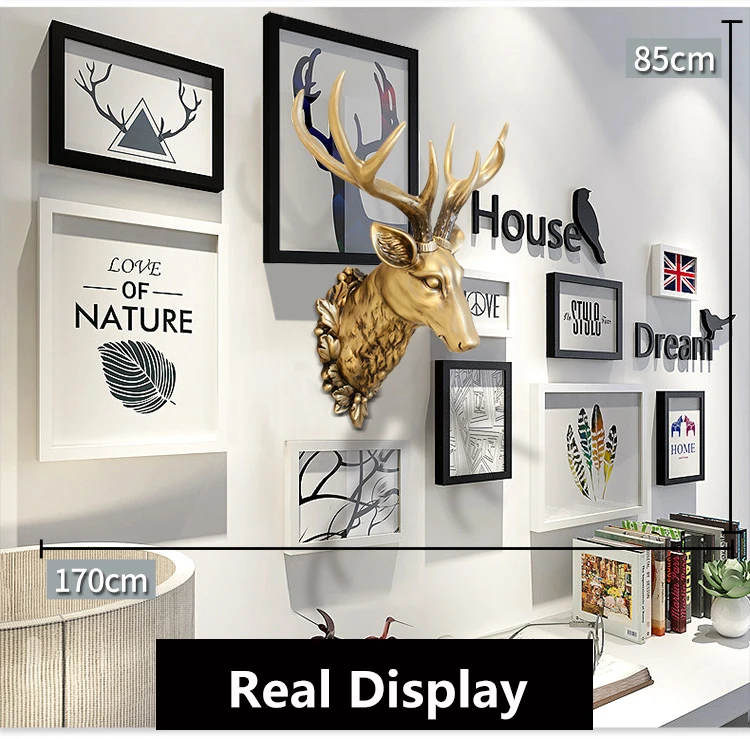 Home Decoration Accessories 3D Deer Head Statue 46x43cm Wall Decor Modern Abstract Sculpture Vintage Living Room Resin Statues (3)