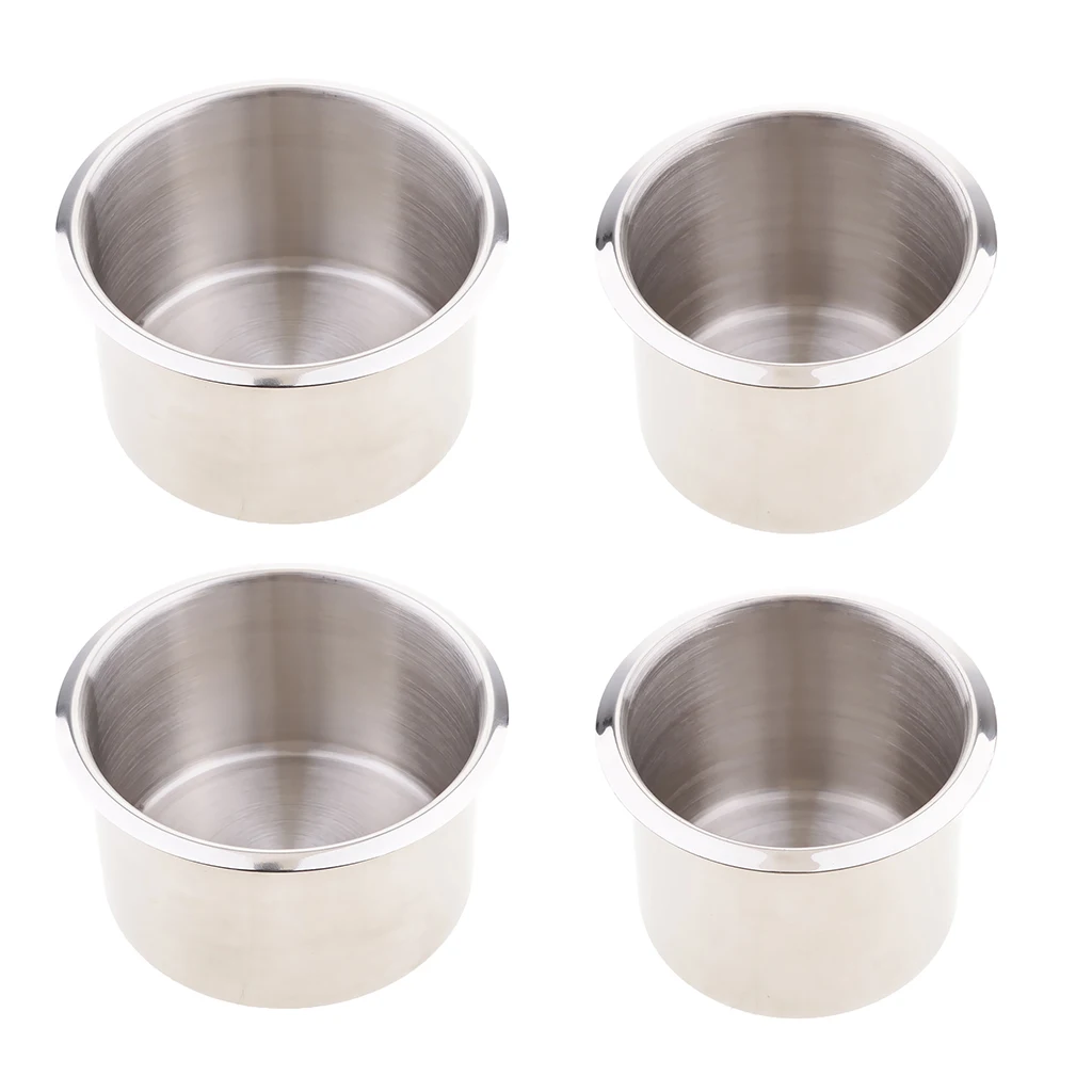 4x Boat Recessed Stainless Steel Cup Drink Can Holder For RV Trailer 90mm & 68mm 4x Boat Recessed Stainless Steel Cup Drink Can Holder For RV Trailer 90mm & 68mm