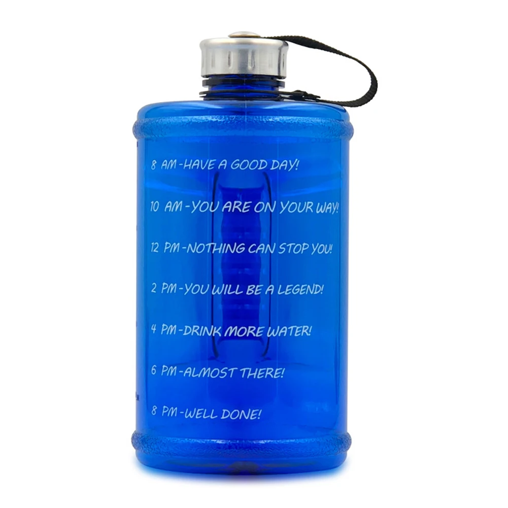

With Handle Large Capacity Outdoor Sports Carry Water Bottle With Time Marker Drink Camping Workout Travel Fitness Leakproof